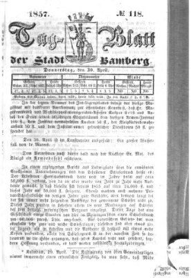 Tag-Blatt der Stadt Bamberg (Bamberger Tagblatt) Donnerstag 30. April 1857