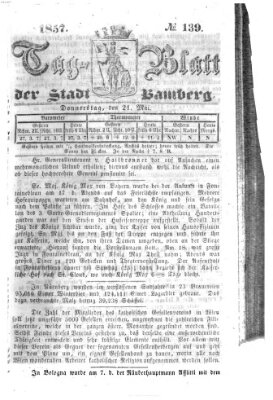 Tag-Blatt der Stadt Bamberg (Bamberger Tagblatt) Donnerstag 21. Mai 1857