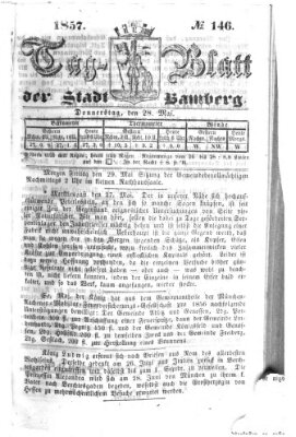 Tag-Blatt der Stadt Bamberg (Bamberger Tagblatt) Donnerstag 28. Mai 1857