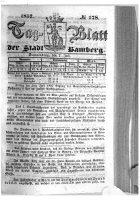 Tag-Blatt der Stadt Bamberg (Bamberger Tagblatt) Donnerstag 2. Juli 1857