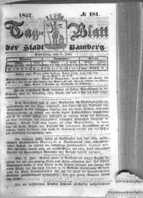 Tag-Blatt der Stadt Bamberg (Bamberger Tagblatt) Sonntag 5. Juli 1857