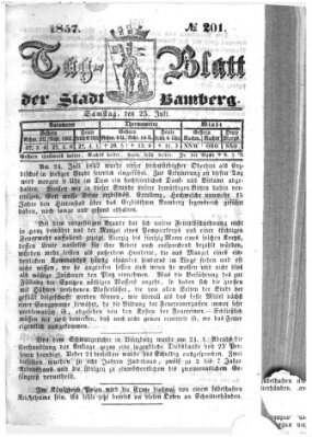 Tag-Blatt der Stadt Bamberg (Bamberger Tagblatt) Samstag 25. Juli 1857