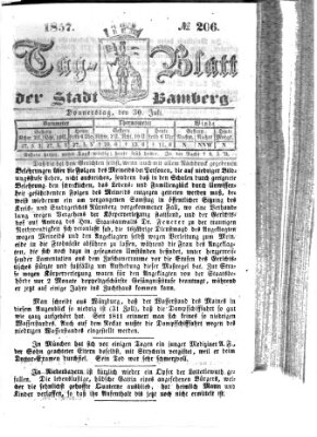 Tag-Blatt der Stadt Bamberg (Bamberger Tagblatt) Donnerstag 30. Juli 1857