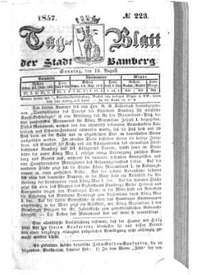 Tag-Blatt der Stadt Bamberg (Bamberger Tagblatt) Sonntag 16. August 1857