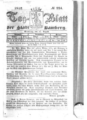 Tag-Blatt der Stadt Bamberg (Bamberger Tagblatt) Montag 17. August 1857