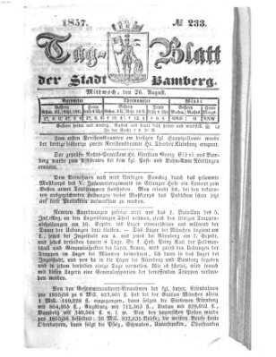 Tag-Blatt der Stadt Bamberg (Bamberger Tagblatt) Mittwoch 26. August 1857