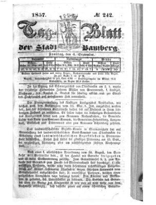 Tag-Blatt der Stadt Bamberg (Bamberger Tagblatt) Freitag 4. September 1857