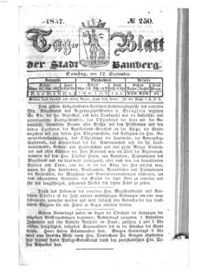 Tag-Blatt der Stadt Bamberg (Bamberger Tagblatt) Samstag 12. September 1857