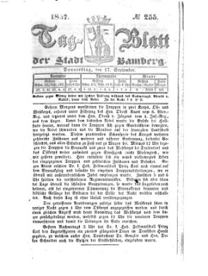 Tag-Blatt der Stadt Bamberg (Bamberger Tagblatt) Donnerstag 17. September 1857