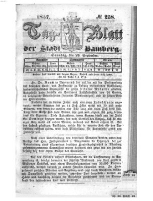 Tag-Blatt der Stadt Bamberg (Bamberger Tagblatt) Sonntag 20. September 1857