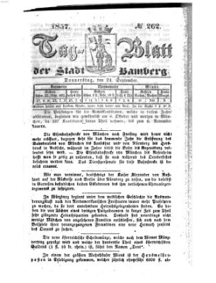 Tag-Blatt der Stadt Bamberg (Bamberger Tagblatt) Donnerstag 24. September 1857