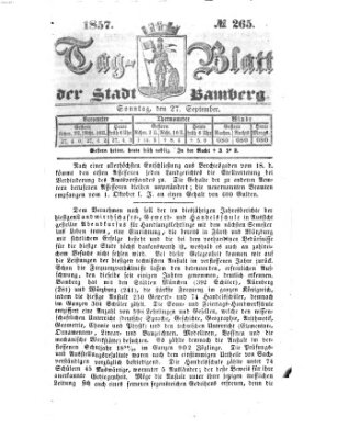 Tag-Blatt der Stadt Bamberg (Bamberger Tagblatt) Sonntag 27. September 1857