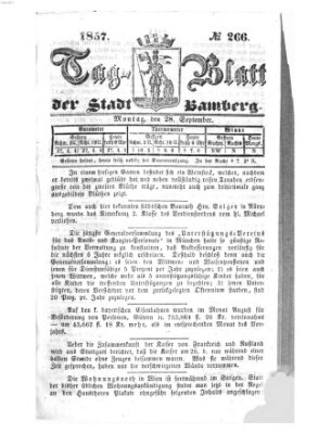 Tag-Blatt der Stadt Bamberg (Bamberger Tagblatt) Montag 28. September 1857