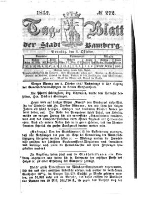 Tag-Blatt der Stadt Bamberg (Bamberger Tagblatt) Sonntag 4. Oktober 1857