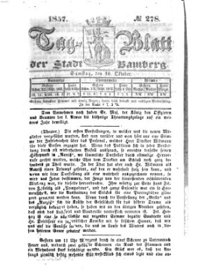 Tag-Blatt der Stadt Bamberg (Bamberger Tagblatt) Samstag 10. Oktober 1857