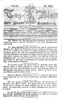 Tag-Blatt der Stadt Bamberg (Bamberger Tagblatt) Montag 26. Oktober 1857