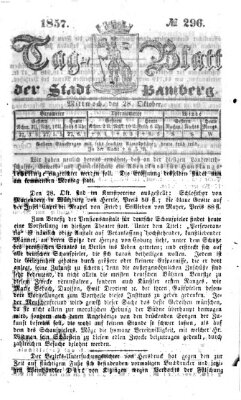 Tag-Blatt der Stadt Bamberg (Bamberger Tagblatt) Mittwoch 28. Oktober 1857