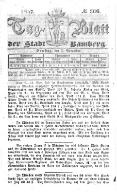 Tag-Blatt der Stadt Bamberg (Bamberger Tagblatt) Samstag 7. November 1857