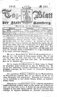 Tag-Blatt der Stadt Bamberg (Bamberger Tagblatt) Mittwoch 18. November 1857