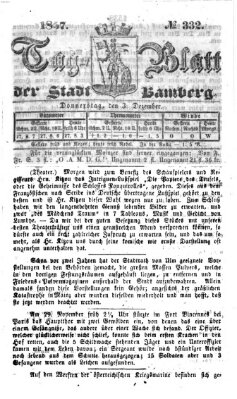 Tag-Blatt der Stadt Bamberg (Bamberger Tagblatt) Donnerstag 3. Dezember 1857