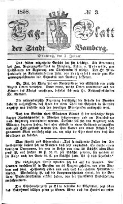 Tag-Blatt der Stadt Bamberg (Bamberger Tagblatt) Sonntag 3. Januar 1858