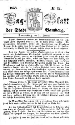 Tag-Blatt der Stadt Bamberg (Bamberger Tagblatt) Donnerstag 21. Januar 1858