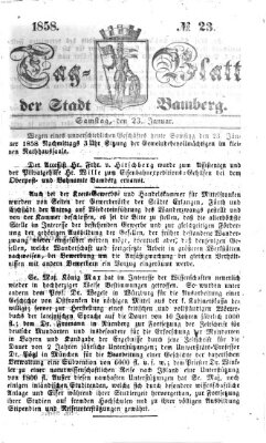 Tag-Blatt der Stadt Bamberg (Bamberger Tagblatt) Samstag 23. Januar 1858