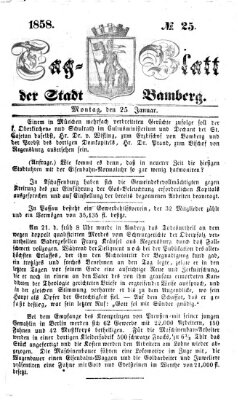 Tag-Blatt der Stadt Bamberg (Bamberger Tagblatt) Montag 25. Januar 1858