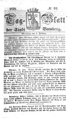 Tag-Blatt der Stadt Bamberg (Bamberger Tagblatt) Montag 1. Februar 1858