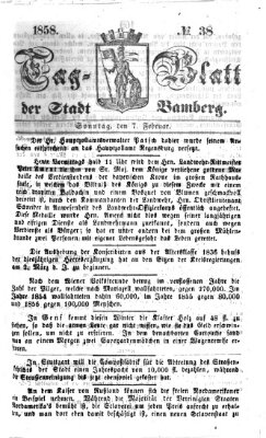 Tag-Blatt der Stadt Bamberg (Bamberger Tagblatt) Sonntag 7. Februar 1858