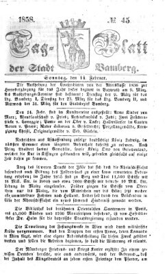 Tag-Blatt der Stadt Bamberg (Bamberger Tagblatt) Sonntag 14. Februar 1858