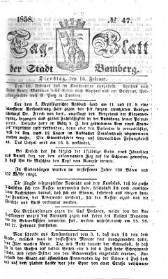 Tag-Blatt der Stadt Bamberg (Bamberger Tagblatt) Dienstag 16. Februar 1858