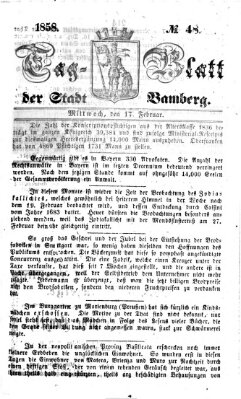 Tag-Blatt der Stadt Bamberg (Bamberger Tagblatt) Mittwoch 17. Februar 1858