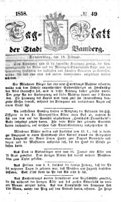 Tag-Blatt der Stadt Bamberg (Bamberger Tagblatt) Donnerstag 18. Februar 1858