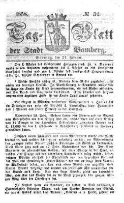 Tag-Blatt der Stadt Bamberg (Bamberger Tagblatt) Sonntag 21. Februar 1858