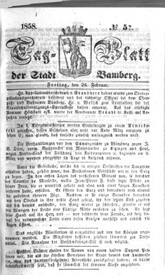 Tag-Blatt der Stadt Bamberg (Bamberger Tagblatt) Freitag 26. Februar 1858