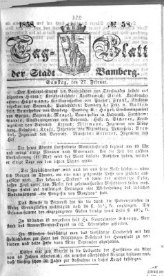 Tag-Blatt der Stadt Bamberg (Bamberger Tagblatt) Samstag 27. Februar 1858