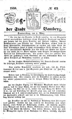 Tag-Blatt der Stadt Bamberg (Bamberger Tagblatt) Donnerstag 4. März 1858