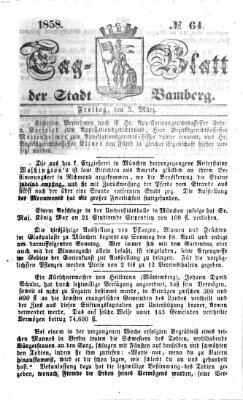 Tag-Blatt der Stadt Bamberg (Bamberger Tagblatt) Freitag 5. März 1858