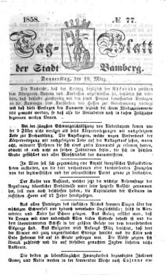 Tag-Blatt der Stadt Bamberg (Bamberger Tagblatt) Donnerstag 18. März 1858