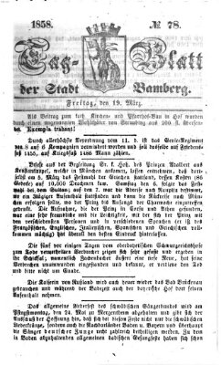 Tag-Blatt der Stadt Bamberg (Bamberger Tagblatt) Freitag 19. März 1858