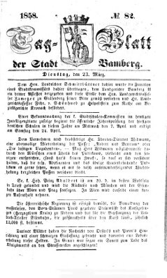 Tag-Blatt der Stadt Bamberg (Bamberger Tagblatt) Dienstag 23. März 1858