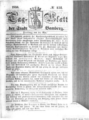 Tag-Blatt der Stadt Bamberg (Bamberger Tagblatt) Freitag 14. Mai 1858