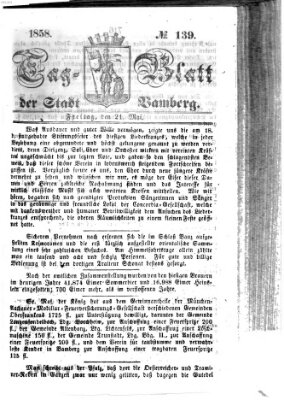 Tag-Blatt der Stadt Bamberg (Bamberger Tagblatt) Freitag 21. Mai 1858