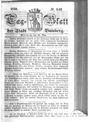 Tag-Blatt der Stadt Bamberg (Bamberger Tagblatt) Mittwoch 26. Mai 1858