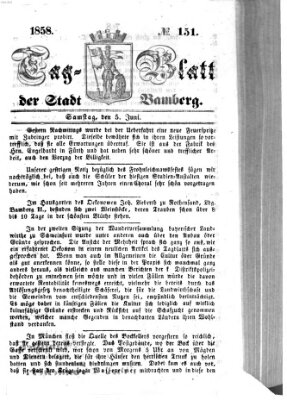 Tag-Blatt der Stadt Bamberg (Bamberger Tagblatt) Samstag 5. Juni 1858