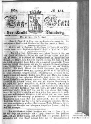 Tag-Blatt der Stadt Bamberg (Bamberger Tagblatt) Dienstag 8. Juni 1858