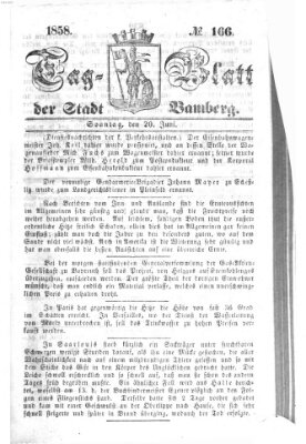 Tag-Blatt der Stadt Bamberg (Bamberger Tagblatt) Sonntag 20. Juni 1858