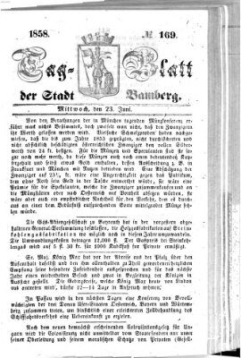 Tag-Blatt der Stadt Bamberg (Bamberger Tagblatt) Mittwoch 23. Juni 1858