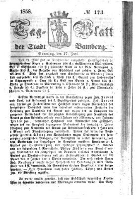 Tag-Blatt der Stadt Bamberg (Bamberger Tagblatt) Sonntag 27. Juni 1858